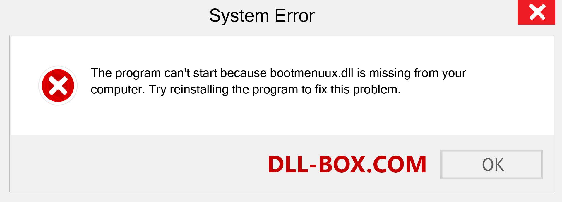  bootmenuux.dll file is missing?. Download for Windows 7, 8, 10 - Fix  bootmenuux dll Missing Error on Windows, photos, images